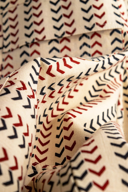 Chevron Print Cotton Jacket with Soft Tailoring