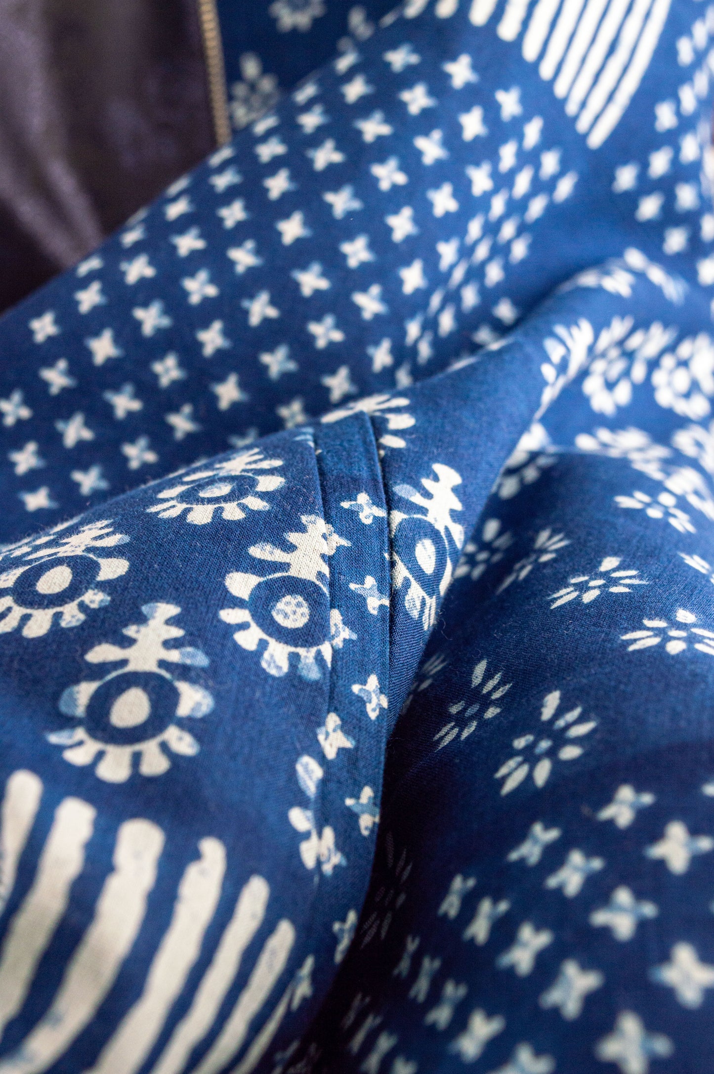 Indigo Handprinted Bomber Jacket