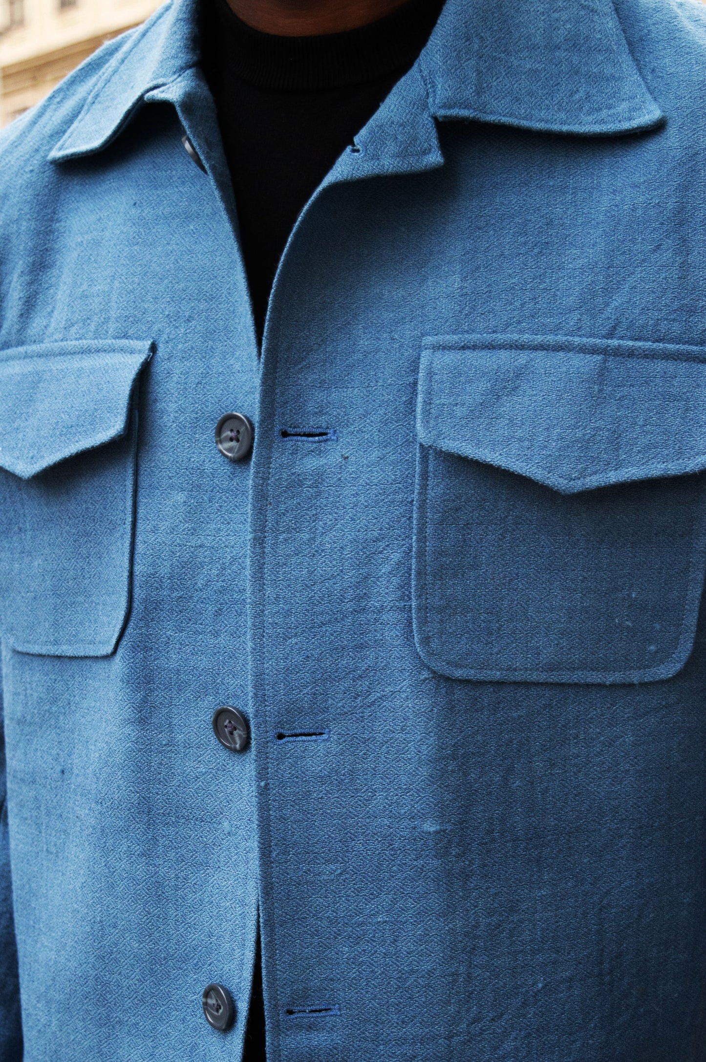 Handwoven Merino Wool Jacket | Indigo Dyed Unisex Shacket | Wool Overshirt