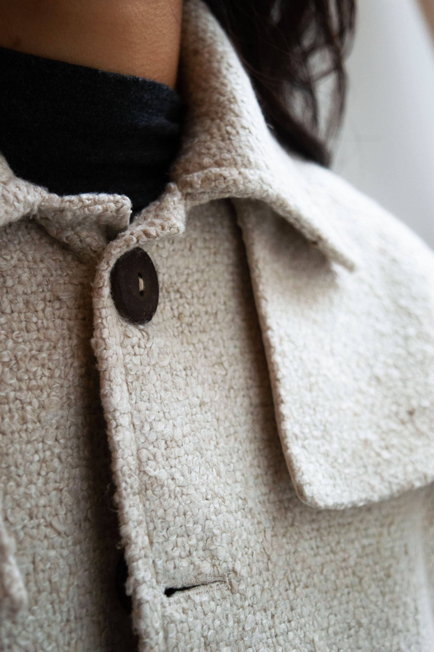 Handwoven Yak Wool Cropped Jacket | Sustainable Himalayan Coat | Wool Overshirt