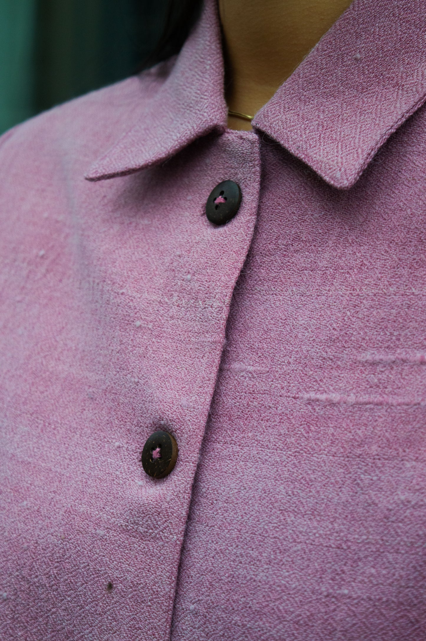Handwoven Merino Wool Cropped Jacket | Rose Petal Dyed | Wool Overshirt