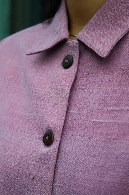Handwoven Merino Wool Cropped Jacket | Rose Petal Dyed | Wool Overshirt