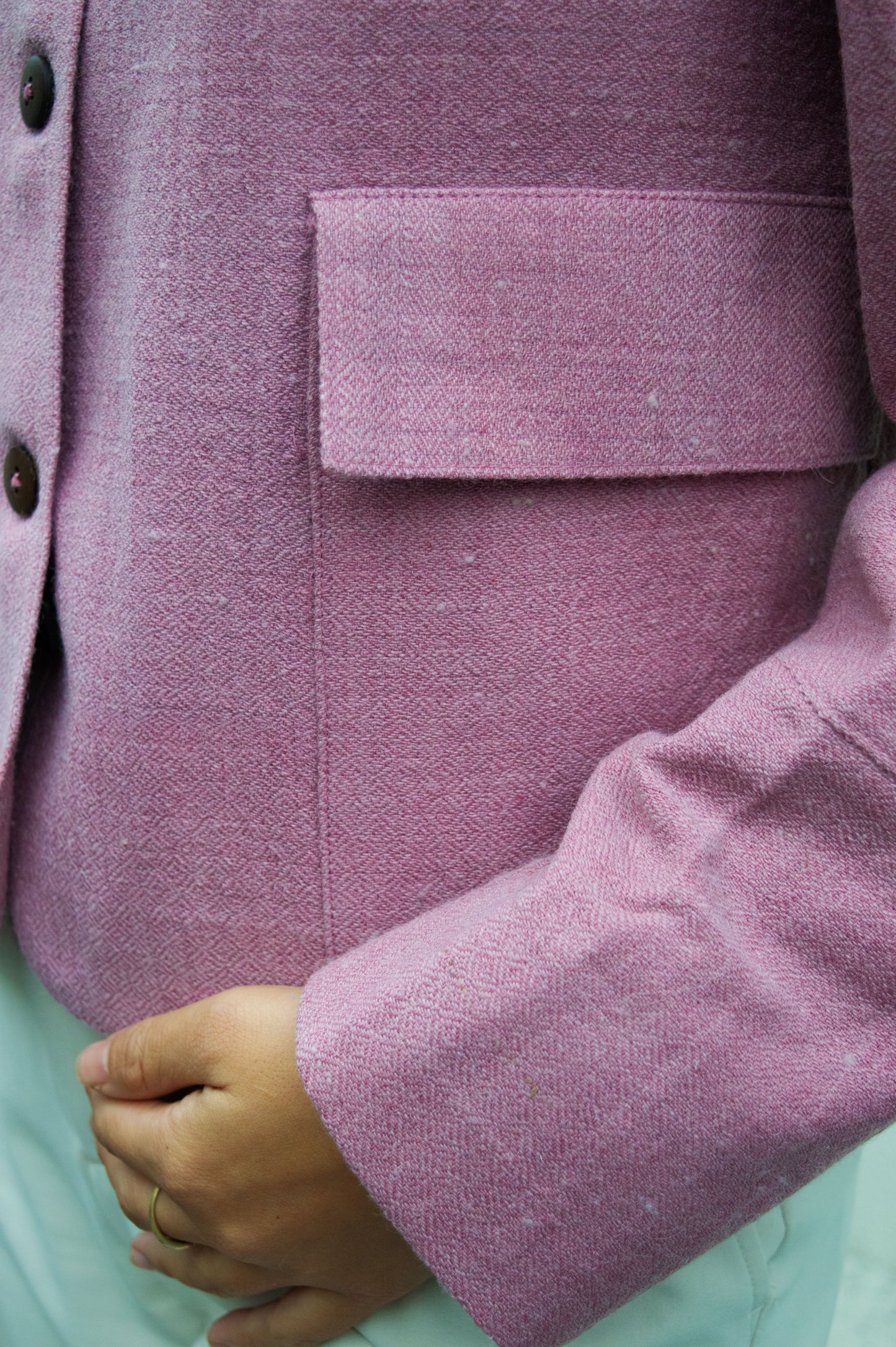 Handwoven Merino Wool Cropped Jacket | Rose Petal Dyed | Wool Overshirt