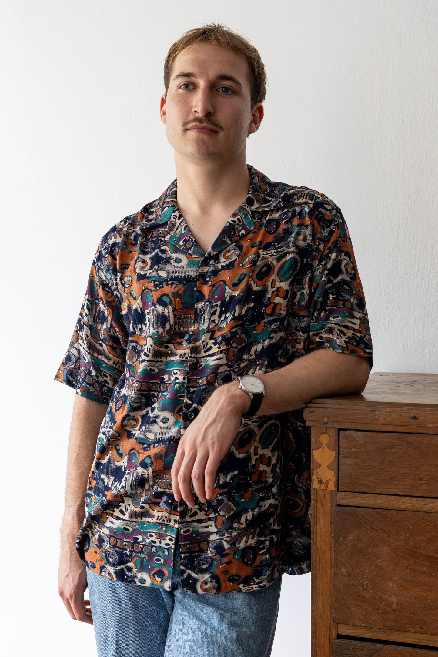Cotton Abstract Shirt – Multicolor Art Print for Bold Summer Looks