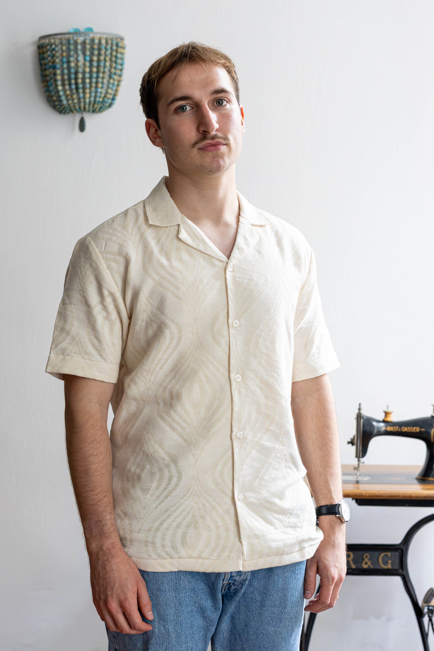 Premium Jacquard Linen Cotton Shirt with Mul Cotton Lining