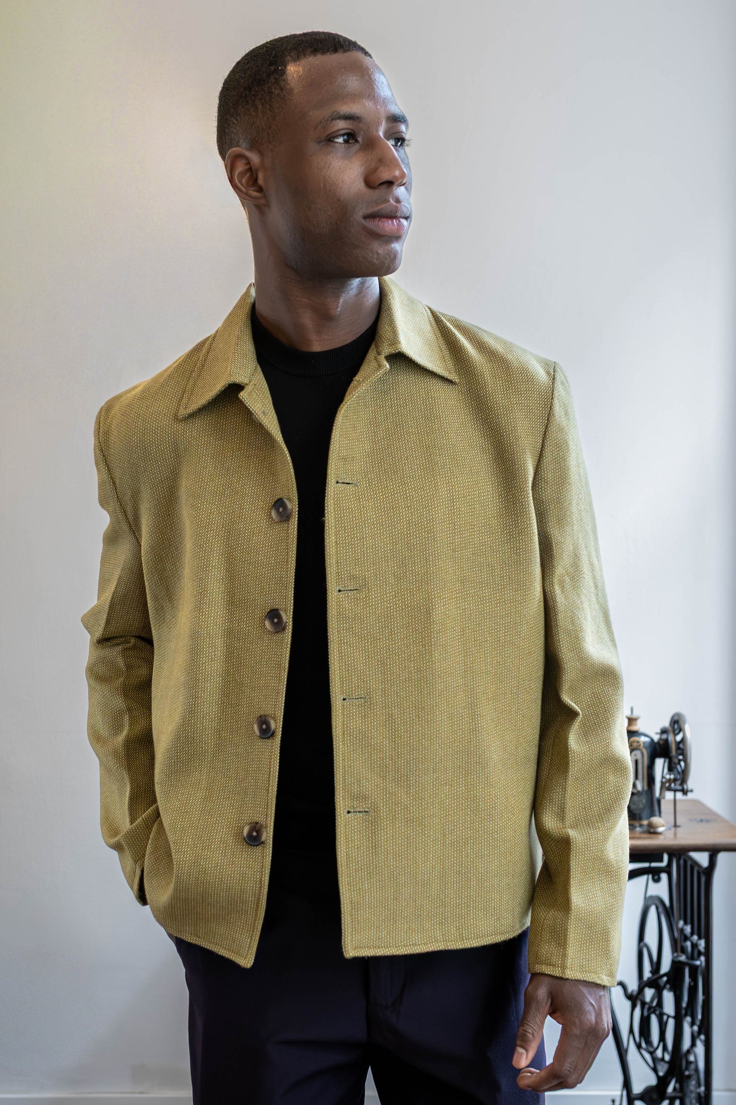 Handwoven Merino Wool Shirt Jacket | Olive Green Unisex Shacket | Wool Overshirt