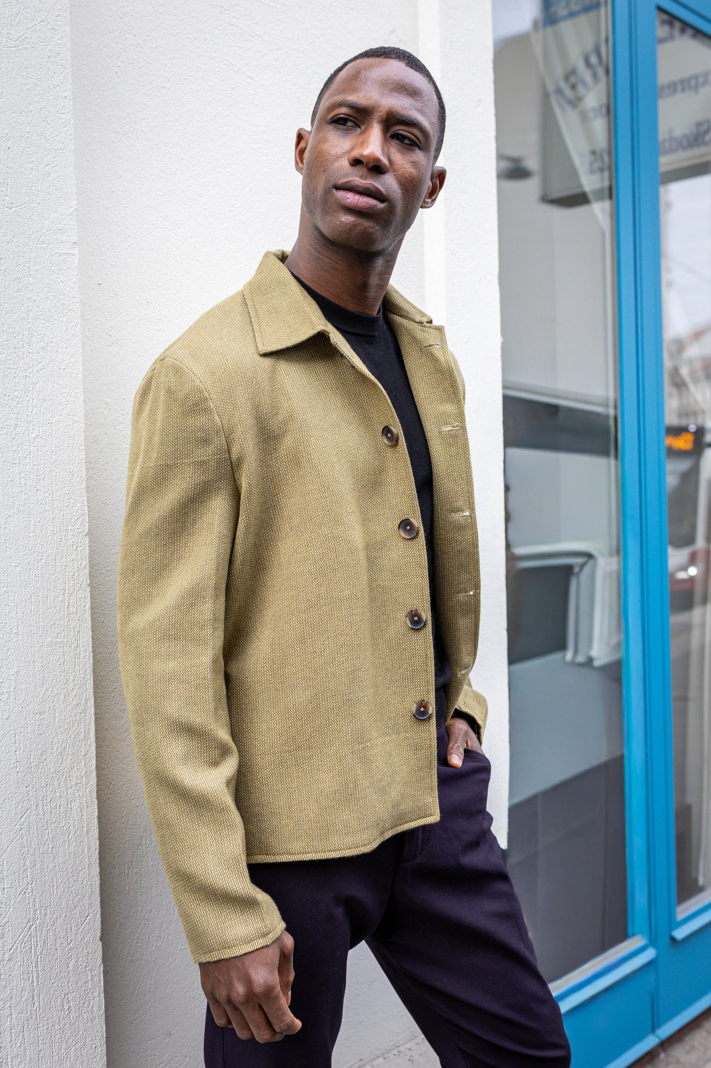 Handwoven Merino Wool Shirt Jacket | Olive Green Unisex Shacket | Wool Overshirt
