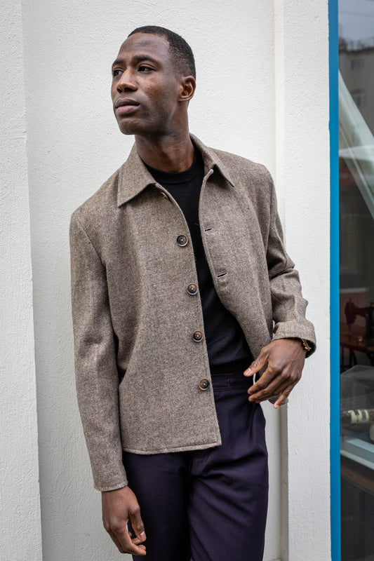 Handcrafted Pure Wool Jacket | Handwoven Himalayan Sheep Wool | Natural and undyed Overshirt