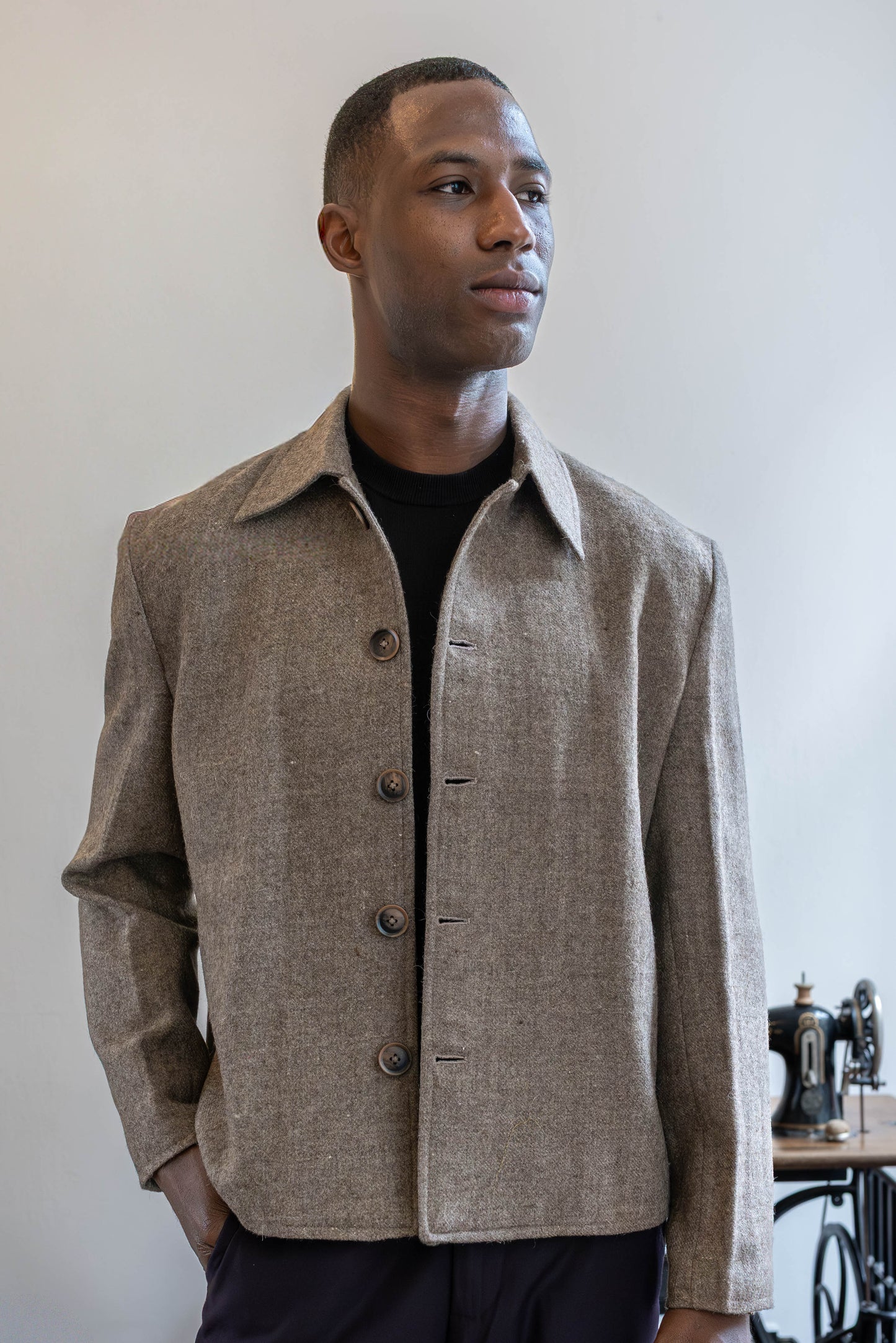 Handcrafted Pure Wool Jacket | Handwoven Himalayan Sheep Wool | Natural and undyed Overshirt