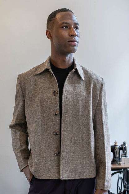 Handcrafted Pure Wool Jacket | Handwoven Himalayan Sheep Wool | Natural and undyed Overshirt
