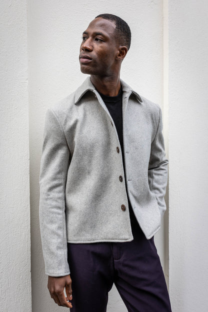 Handcrafted Pure Wool Felt Jacket | Grey Wool Coat