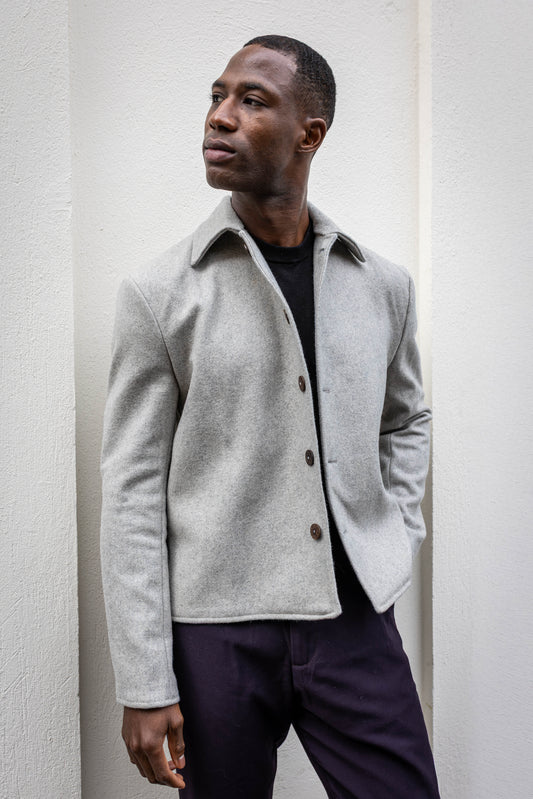Handcrafted Pure Wool Felt Jacket | Grey Wool Coat