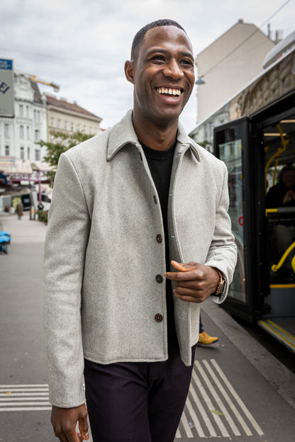 Handcrafted Pure Wool Felt Jacket | Grey Wool Coat