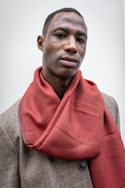 Handwoven 100% Pashmina Red Scarf | Lightweight Cashmere Wrap