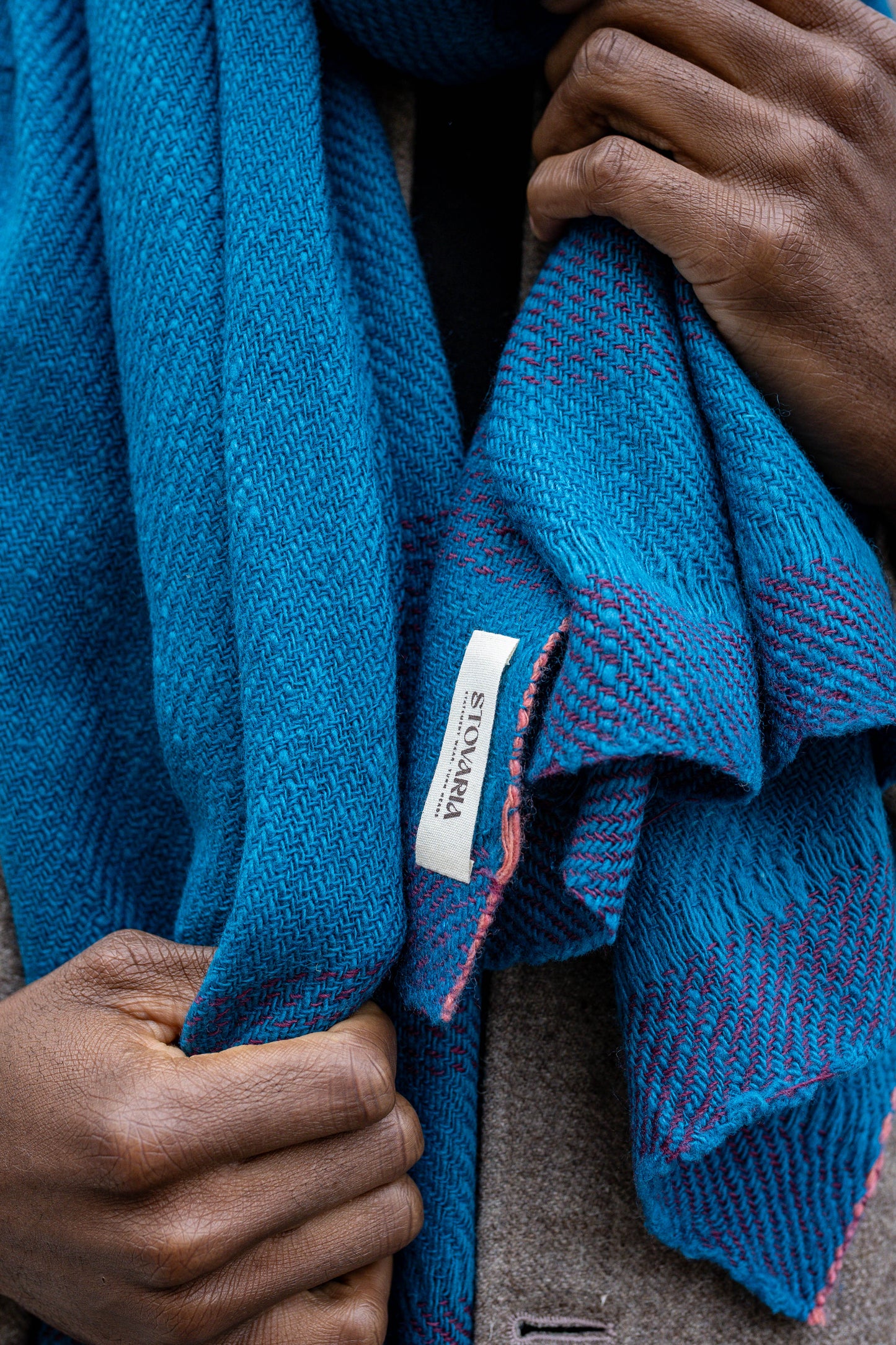 Handwoven 100% Yak Wool Blue Scarf | Lightweight Indigo Neck Wrap