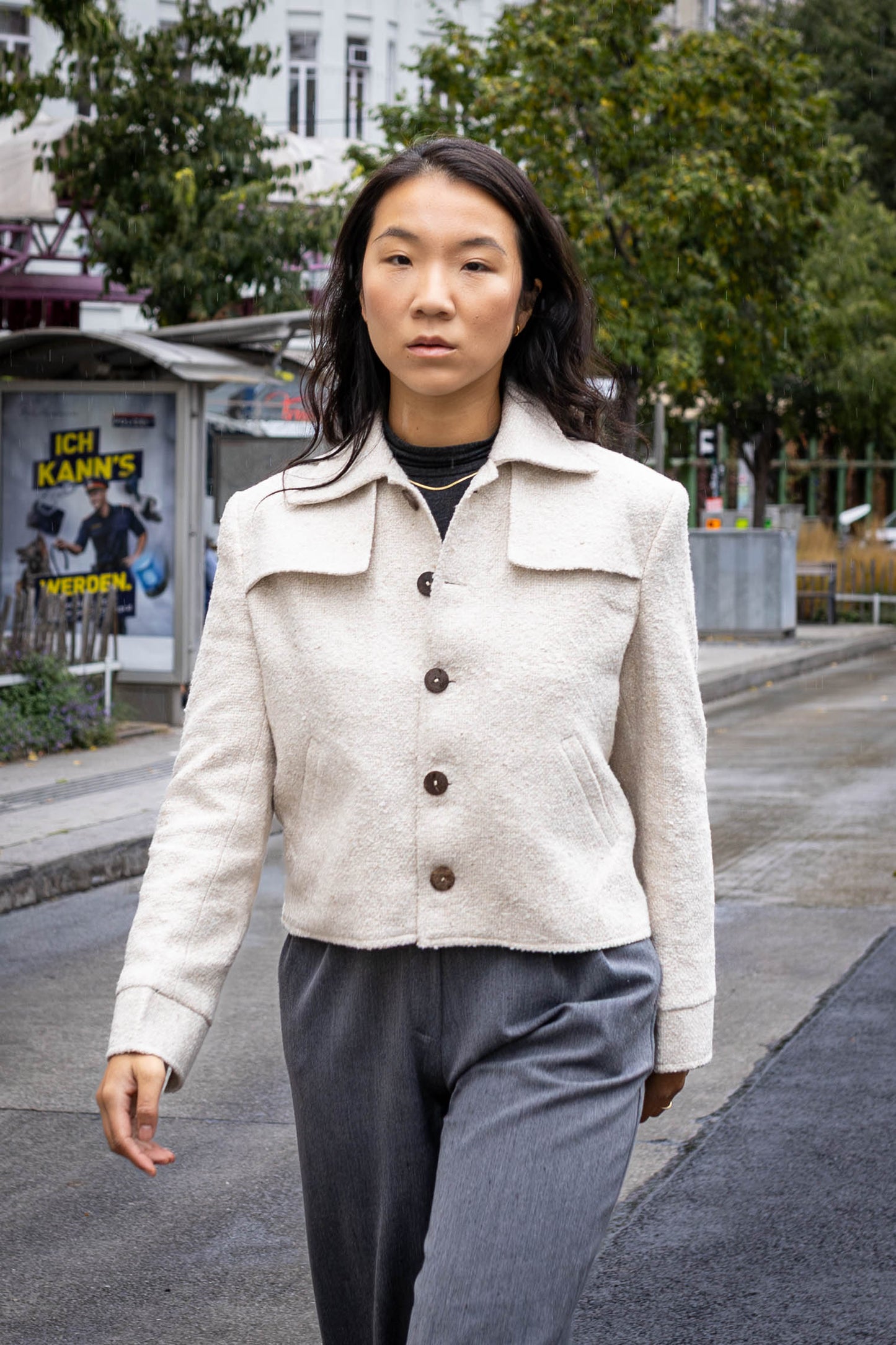 Handwoven Yak Wool Cropped Jacket | Sustainable Himalayan Coat | Wool Overshirt