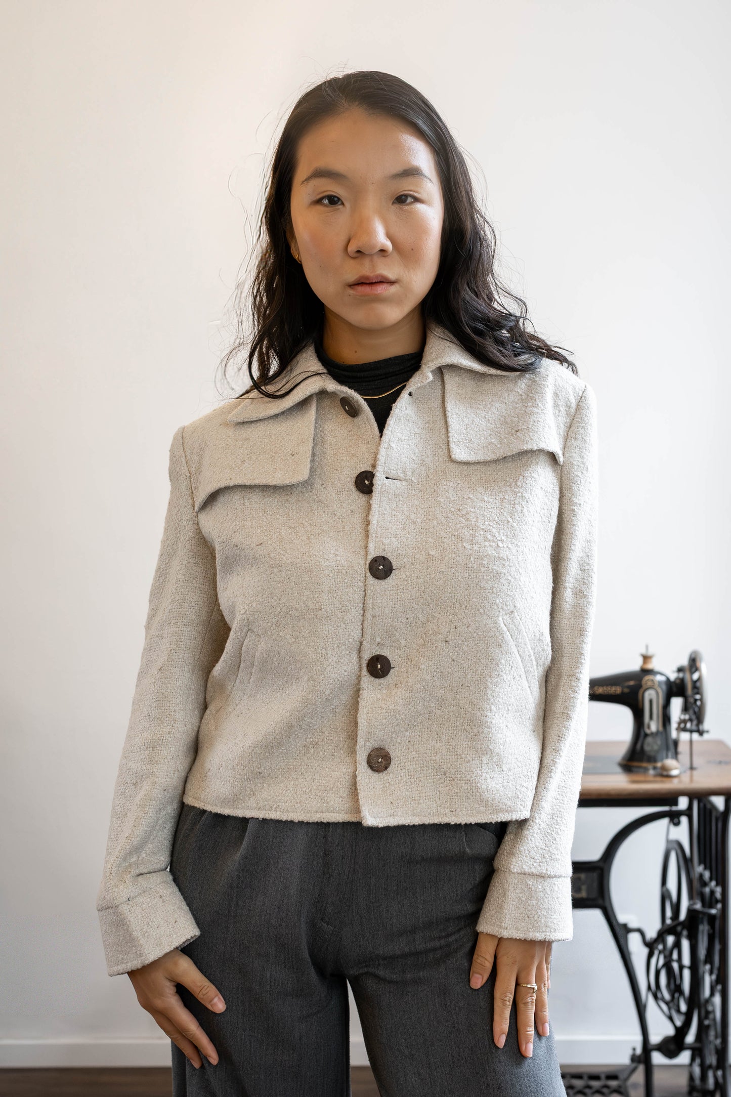 Handwoven Yak Wool Cropped Jacket | Sustainable Himalayan Coat | Wool Overshirt