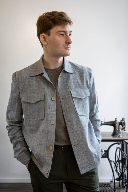 Handwoven Yak Wool Blend Shacket | Unisex Boxy Overshirt | Wool shirt
