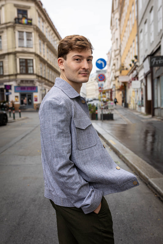 Handwoven Yak Wool Blend Shacket | Unisex Boxy Overshirt | Wool shirt