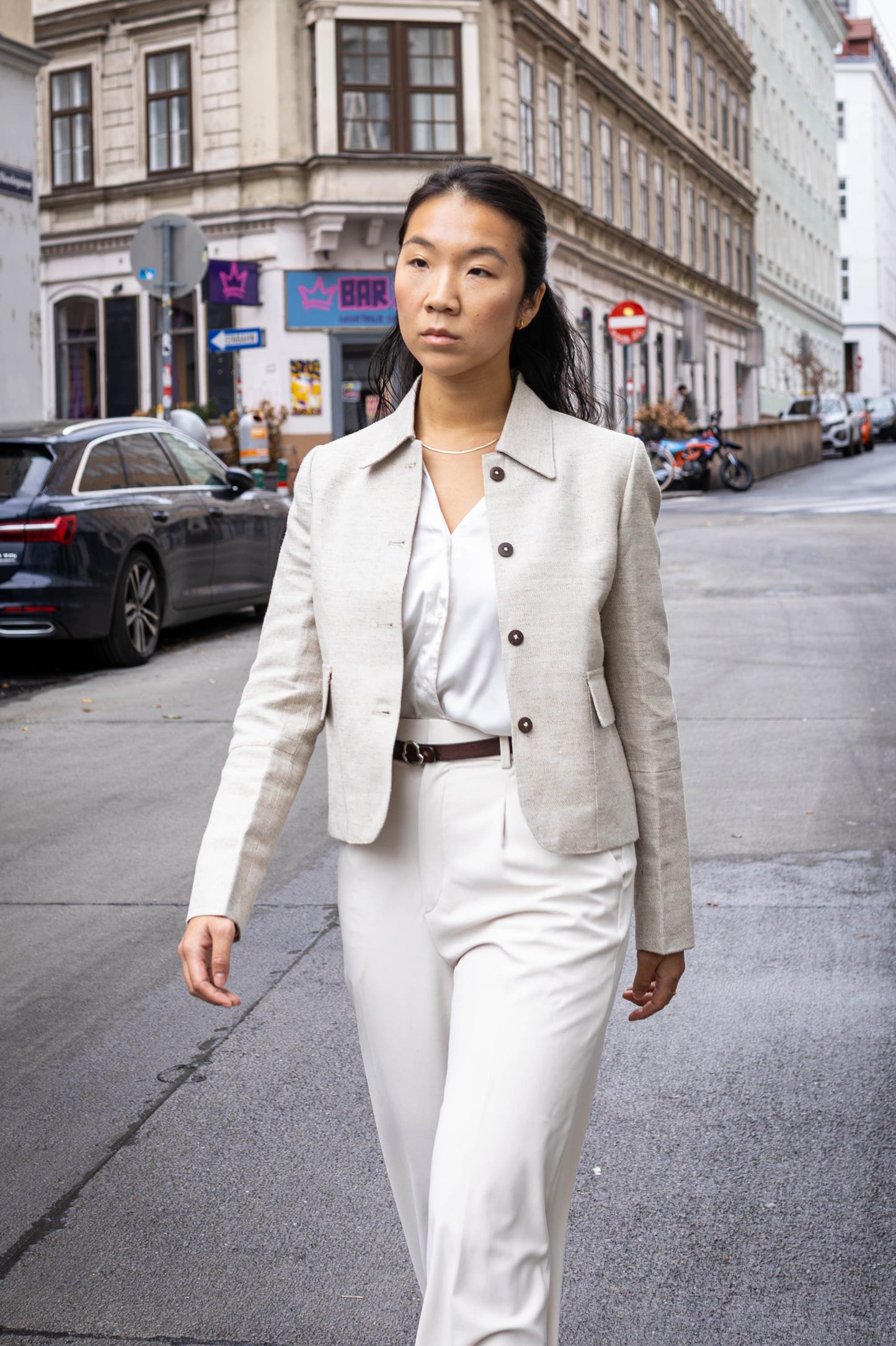 Elegant Cropped Jacket with flap pockets | Light weight coat | Crop Blazer | Hemp Jacke | Overshirt