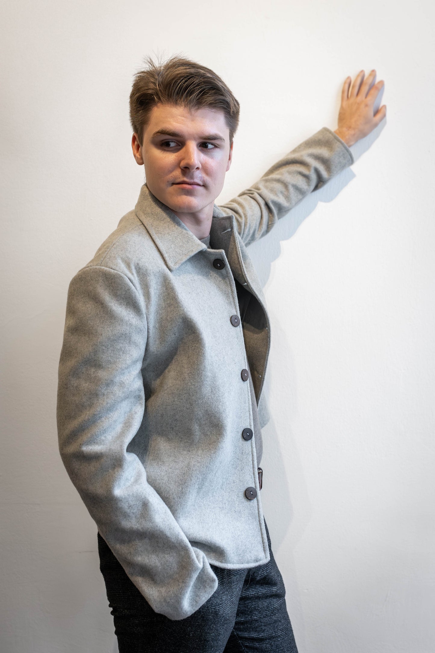 Handcrafted Pure Wool Felt Jacket | Grey Wool Coat