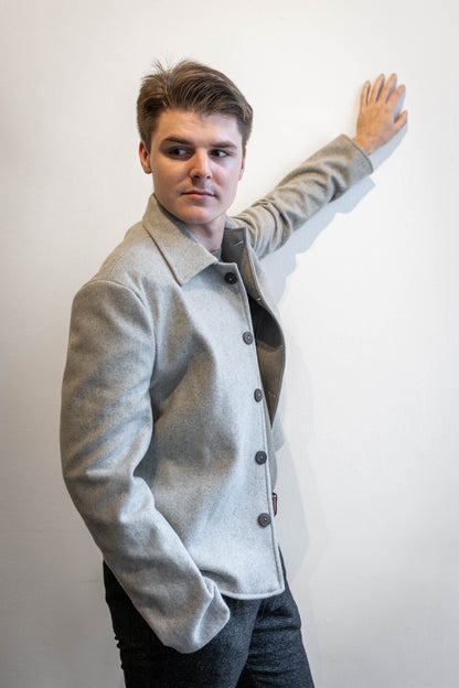 Handcrafted Pure Wool Felt Jacket | Grey Wool Coat