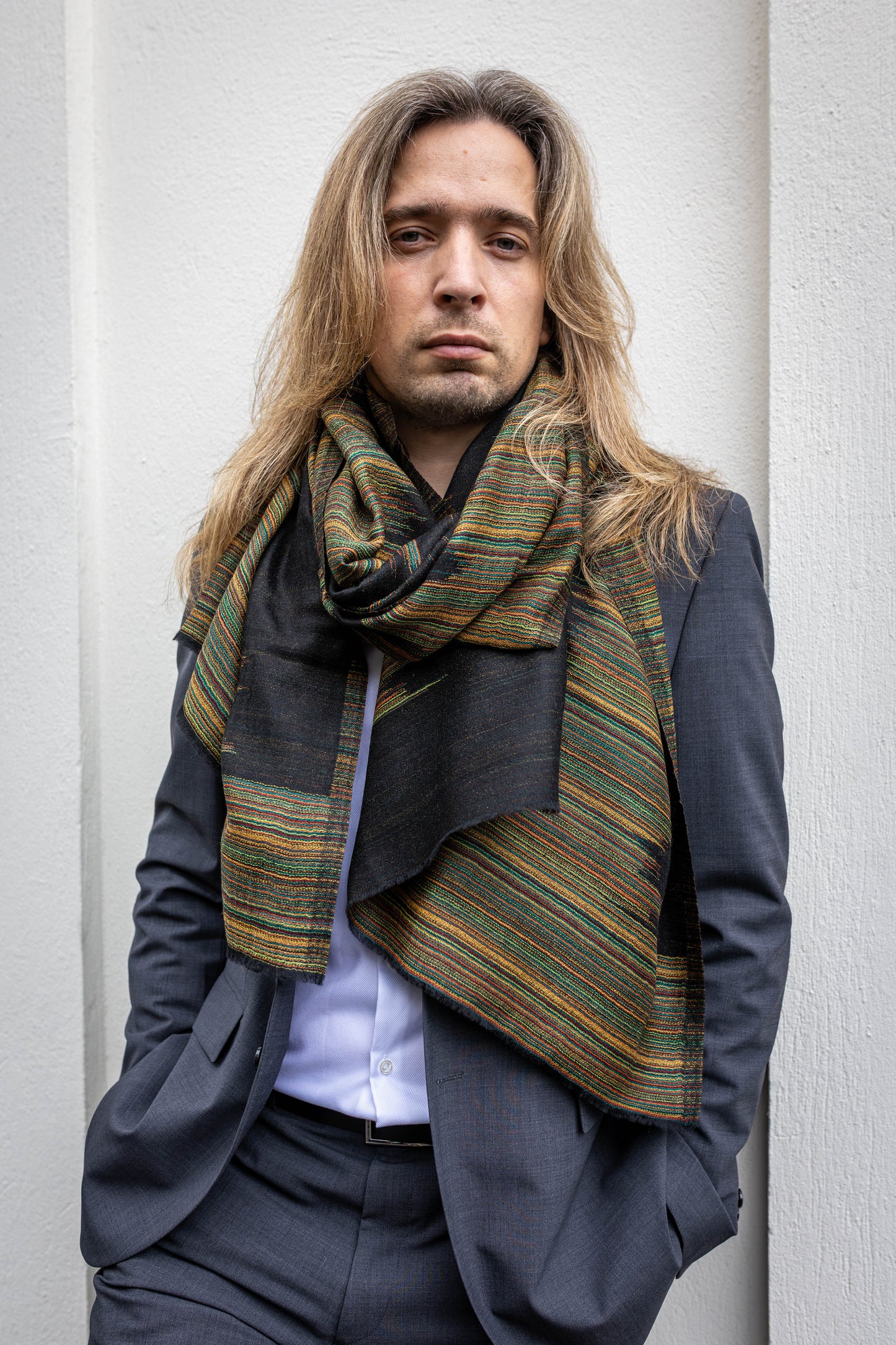 Handwoven 100% Pashmina Black Scarf | Lightweight Cashmere Wrap