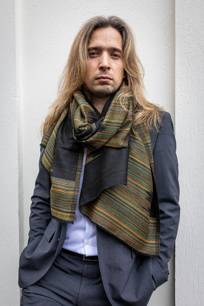 Handwoven 100% Pashmina Black Scarf | Lightweight Cashmere Wrap