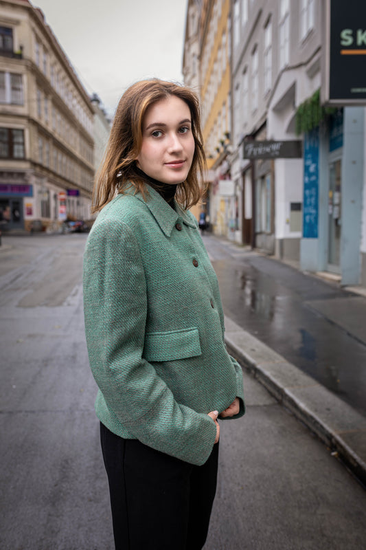 Handwoven Himalayan Yak Wool Cropped Jacket | Naturally Dyed | Wool Overshirt