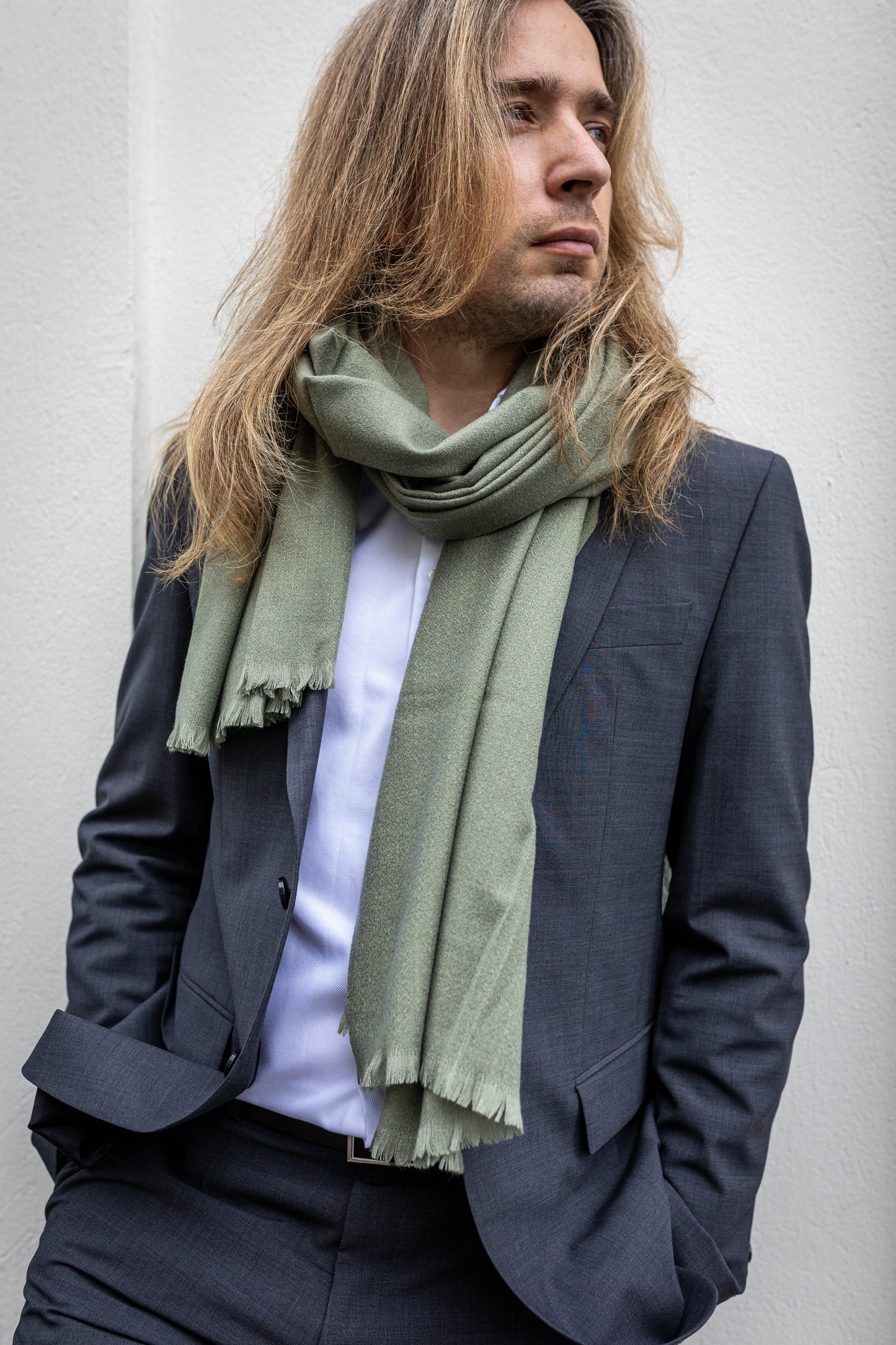 Handwoven 100% Yak Wool Gree Scarf | Lightweight Neck Wrap