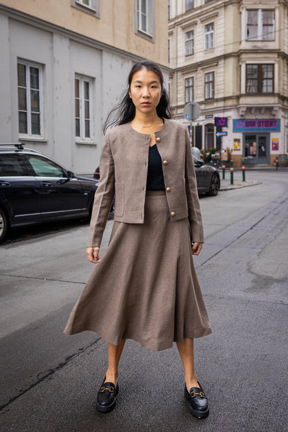 Merino Wool Jacket Skirt Set | Handwoven, Naturally Dyed | Winter Dress