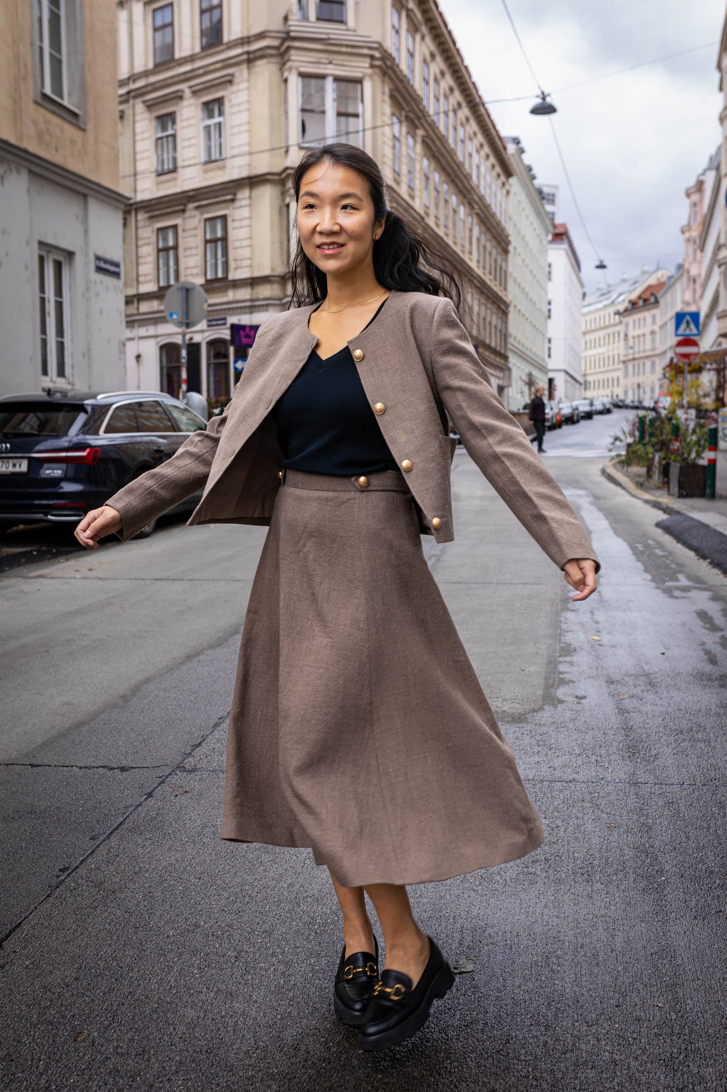 Merino Wool Jacket Skirt Set | Handwoven, Naturally Dyed | Winter Dress