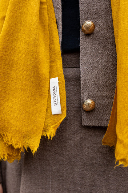 Handwoven 100% Pashmina Yellow Scarf | Lightweight Cashmere Wrap