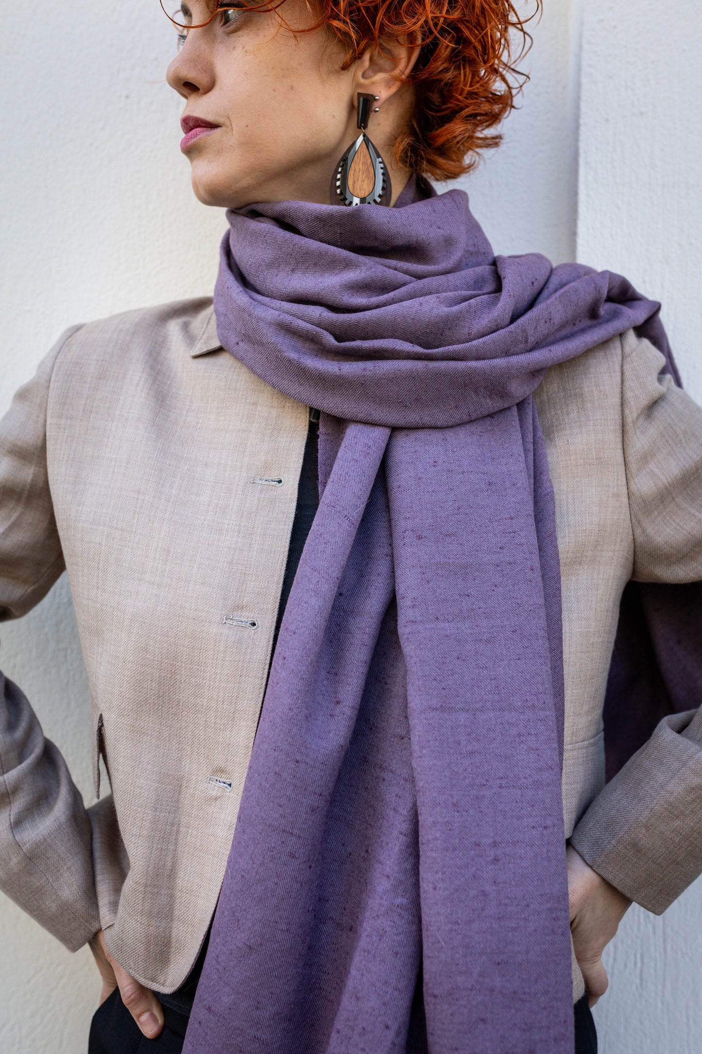 Handwoven 100% Pashmina Purple Scarf | Lightweight Cashmere Wrap