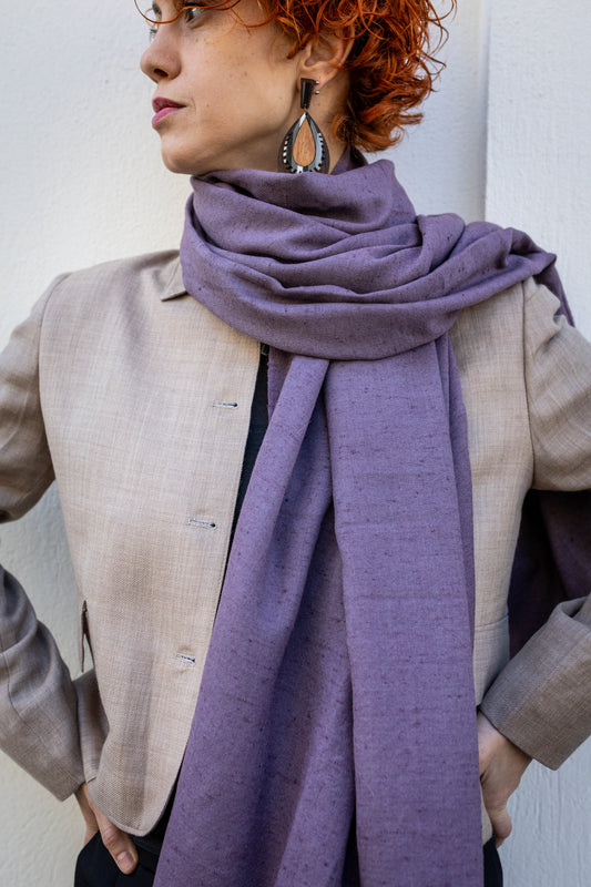 Handwoven 100% Pashmina Purple Scarf | Lightweight Cashmere Wrap