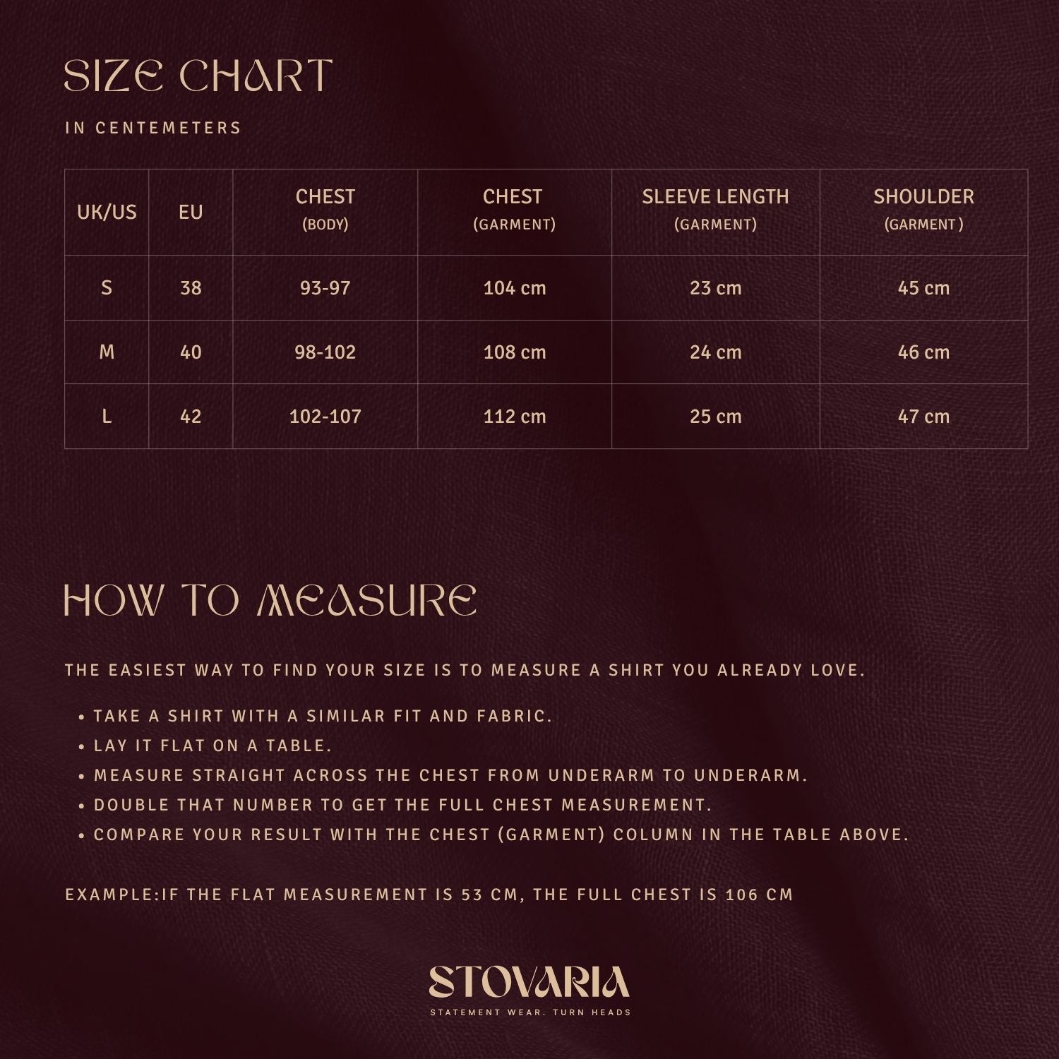 Size chart for Camp Collar Half Sleeve Pure Cotton Shirt with Multicolor Abstract Print
