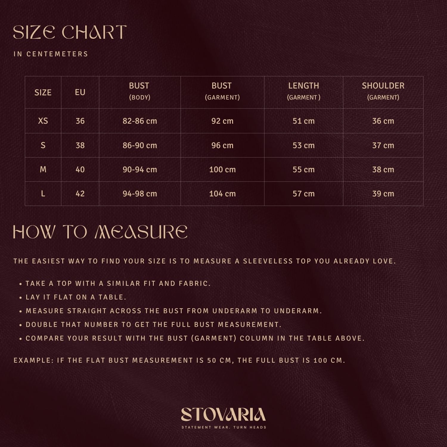 Size chart for Handwoven Terracotta Denim Structured Sleeveless Top