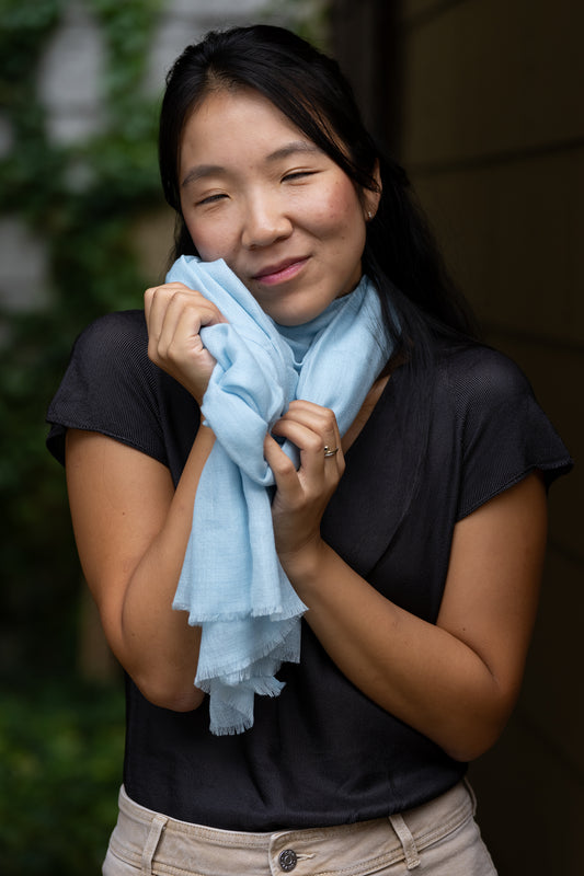 Sky Blue Pashmina Handwoven Scarf