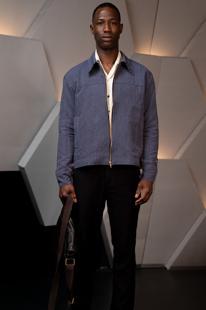 Handwoven Kala Cotton Stripes Blue Jacket