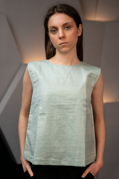 Pure Silk Textured Structured Sleeveless Top