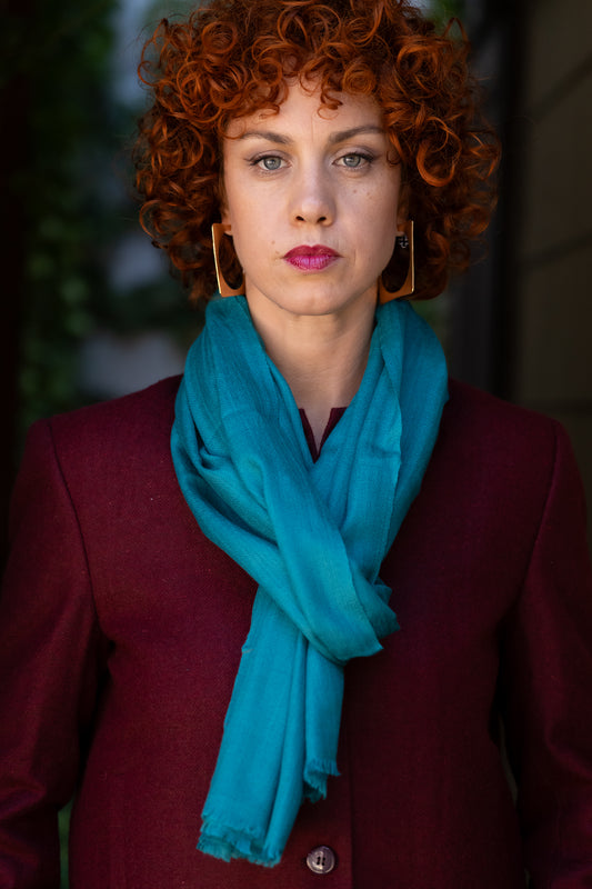 Turquoise Pashmina Handwoven Scarf