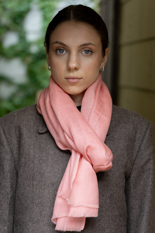 Coral Pink Pashmina Handwoven Scarf