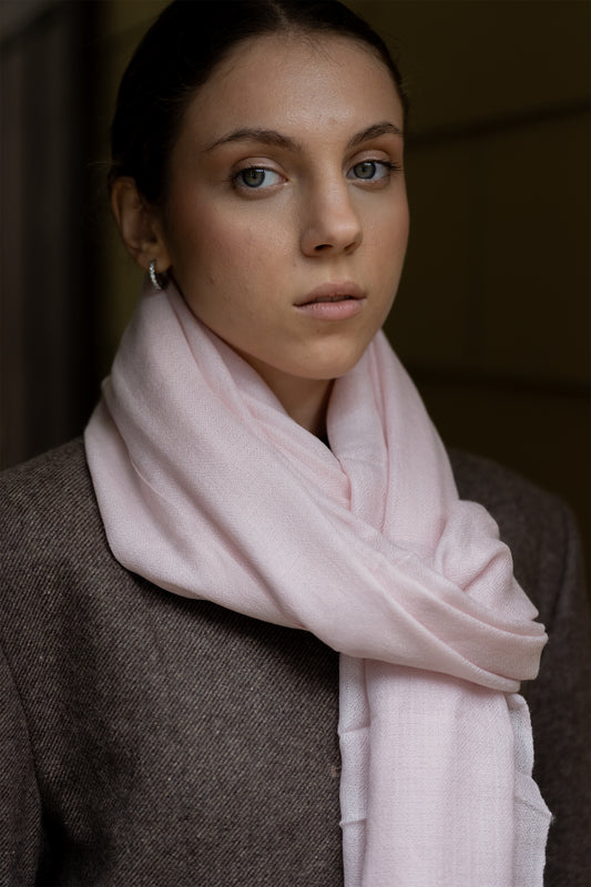 Pastel Pink Pashmina Handwoven Scarf