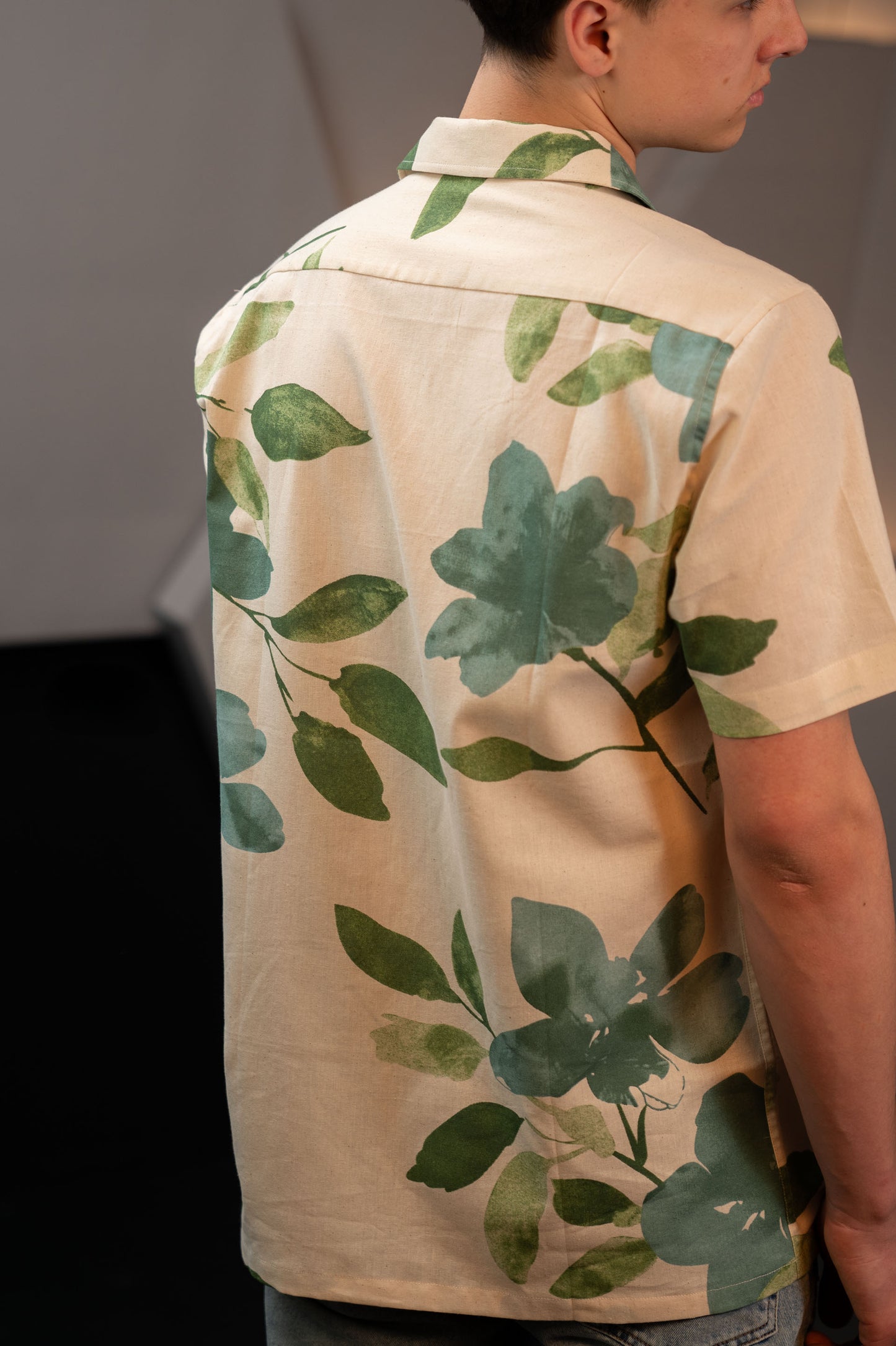 Camp Collar Half Sleeve Pure Cotton Shirt with Multicolor Abstract Print