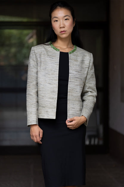Hand-Embroidered Silk-Jute Statement Jacket