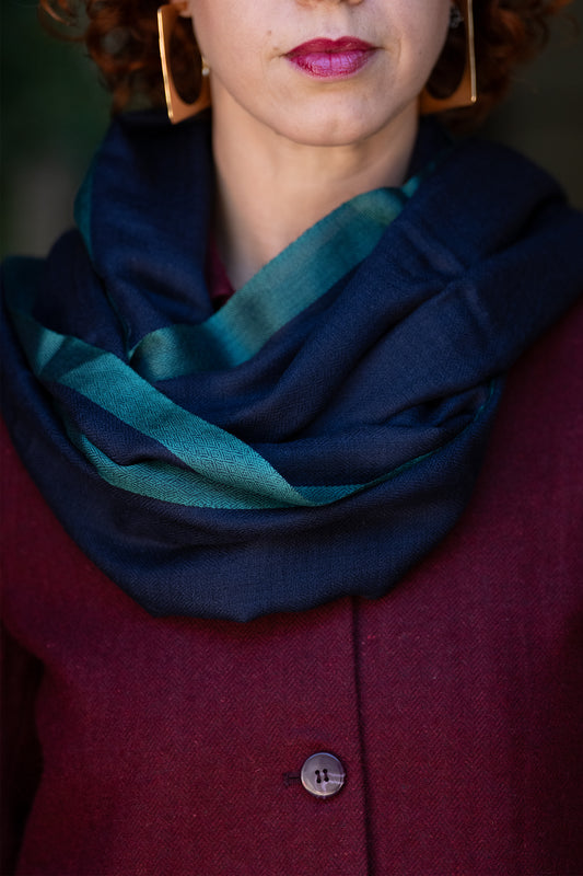 Emerald Ribbon Pashmina Handwoven Scarf