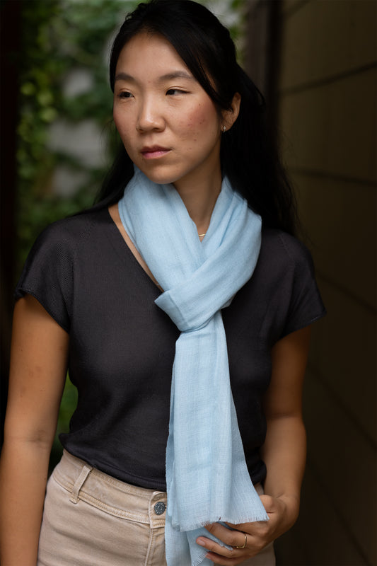 Sky Blue Pashmina Handwoven Scarf