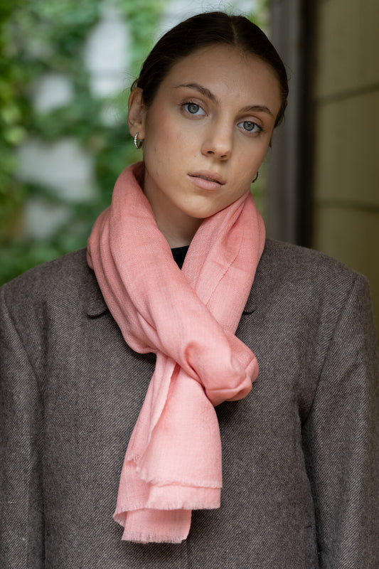 Coral Pink Pashmina Handwoven Scarf