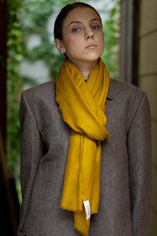 Golden Ochre Pashmina Silk Scarf