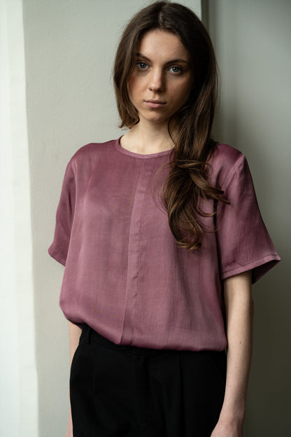 Pure Banana Silk Flowing Blouse In Mauve